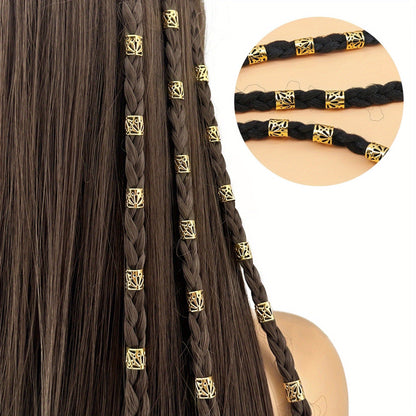 Golden Braid Hair Rings – Stylish Hair Decoration Set ✨👑