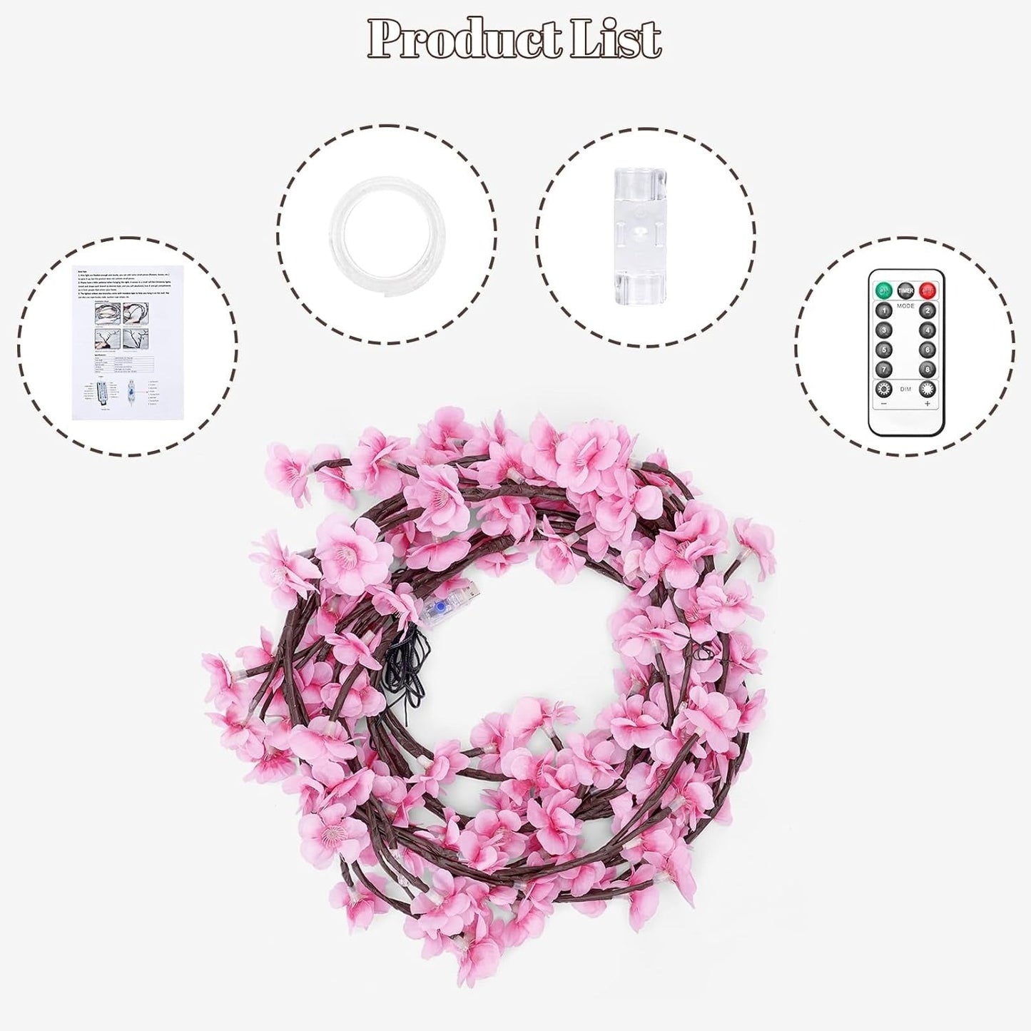 Cherry Blossom Tree Lights, USB Powered Vine With 96 LEDs